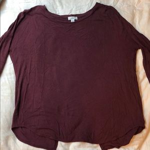 Open back, long sleeve shirt